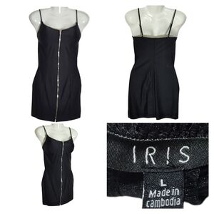 Iris Black Full Zipper Front Mini Dress